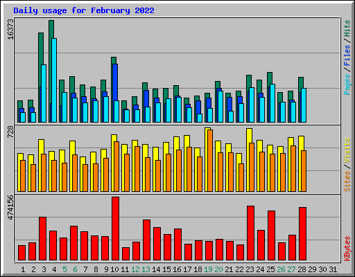 Daily usage for February 2022