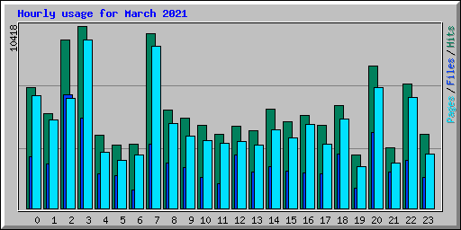 Hourly usage for March 2021